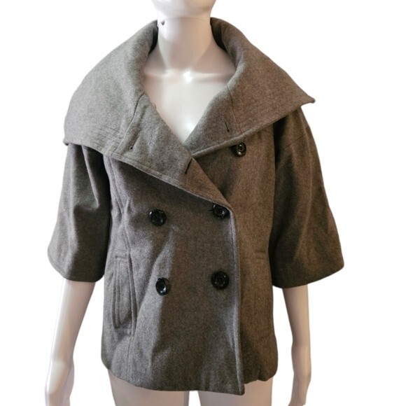 Sophia Eugene Gray Wool Short Bell Sleeve  Blazer Jacket - Picture 2 of 7